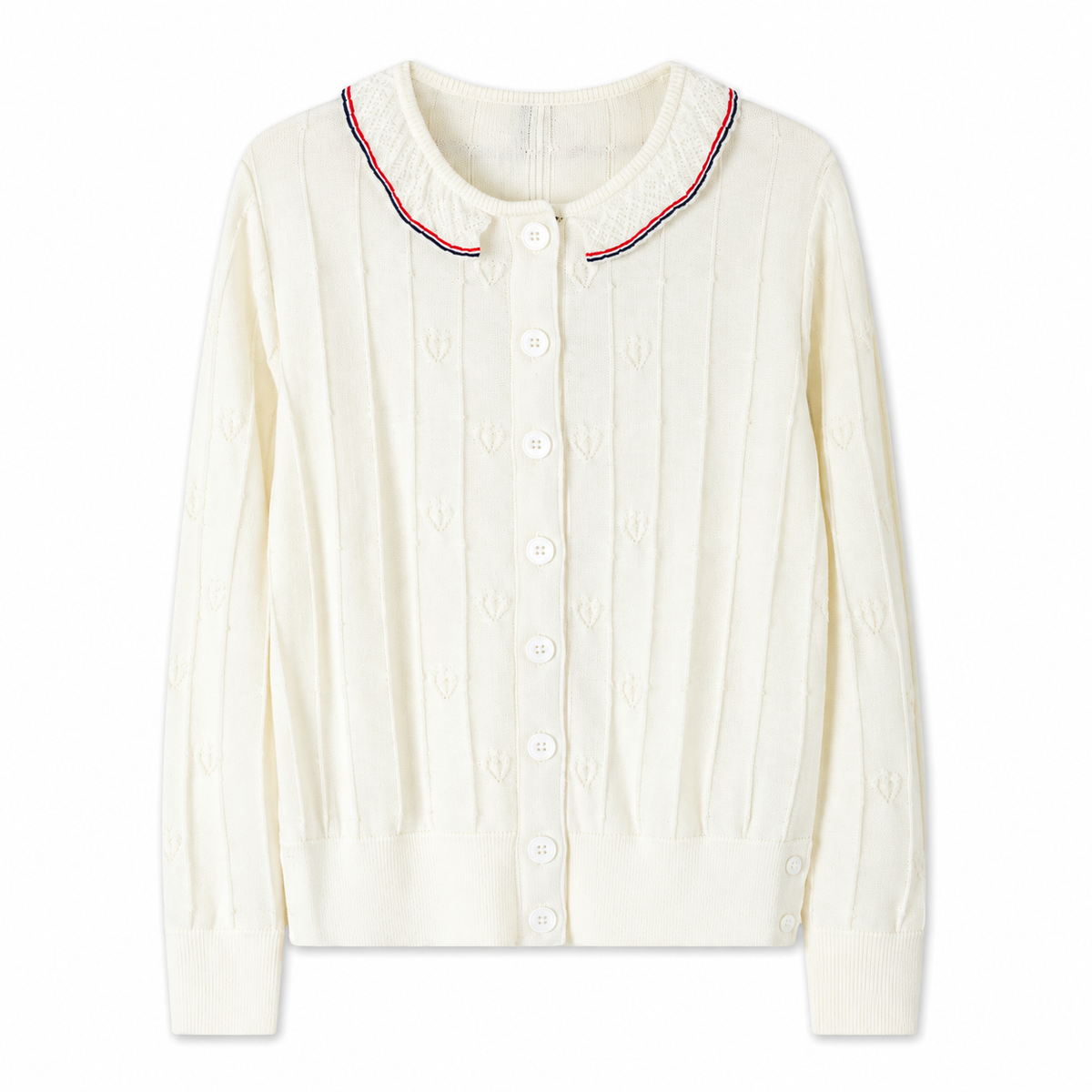 Thom Browne Style Contrast-Collar Wool Cardigan