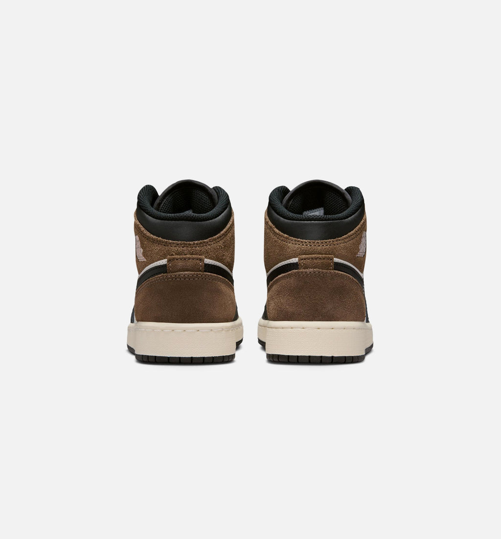 Air Jordan 1 Mid | Big Kids' Lifestyle Shoe | Black/Phantom/Light Brown/Varsity Red