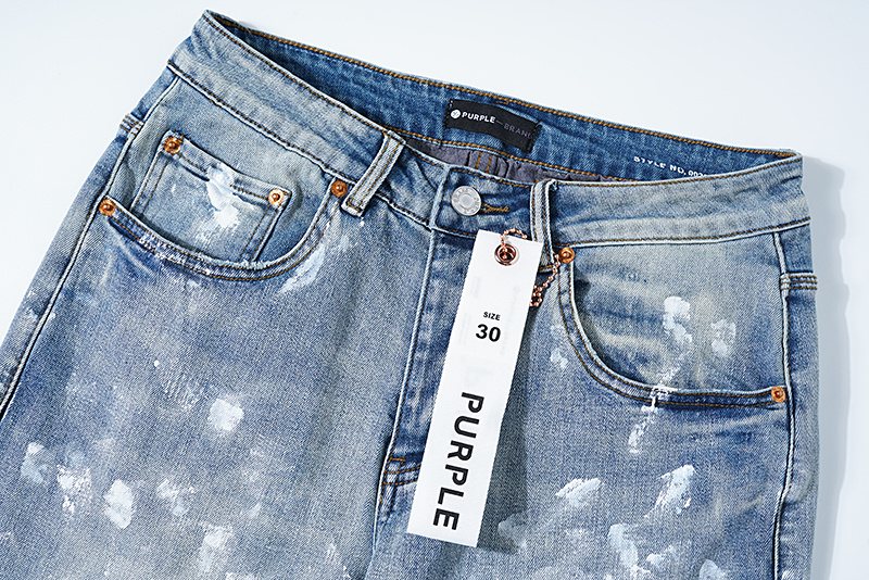 Purple Brand Light Blue Paint-Splatter Distressed Jeans