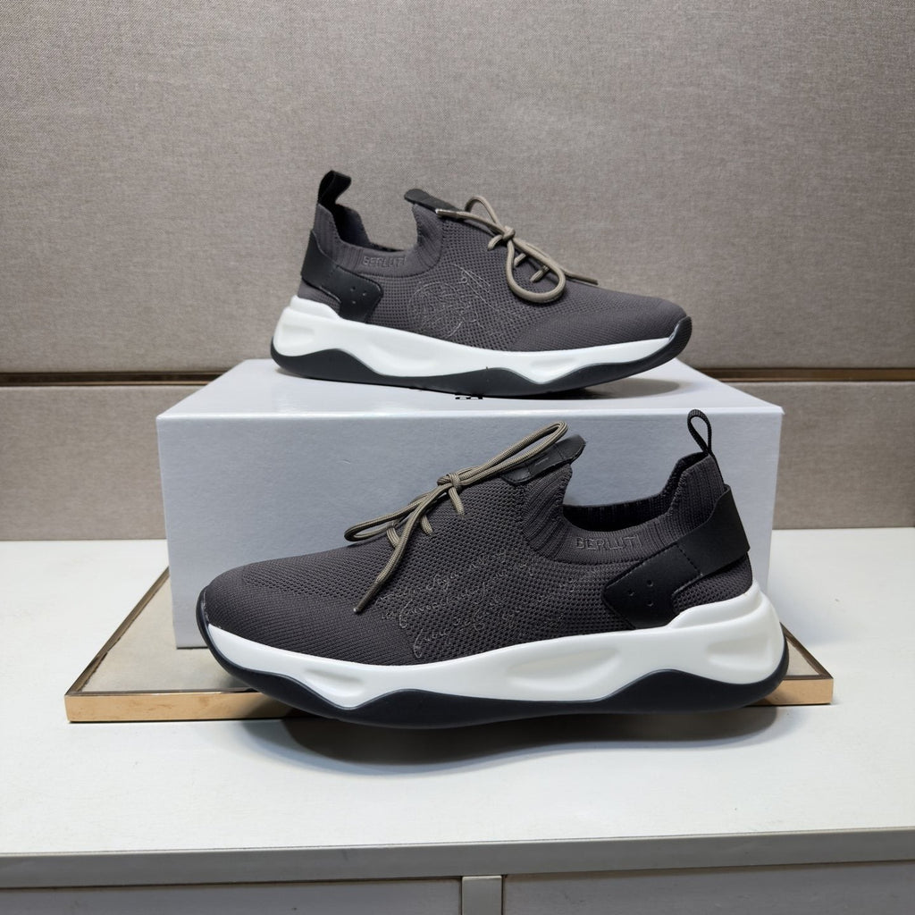 Berluti Charcoal Gray Lace-Up Sneakers
