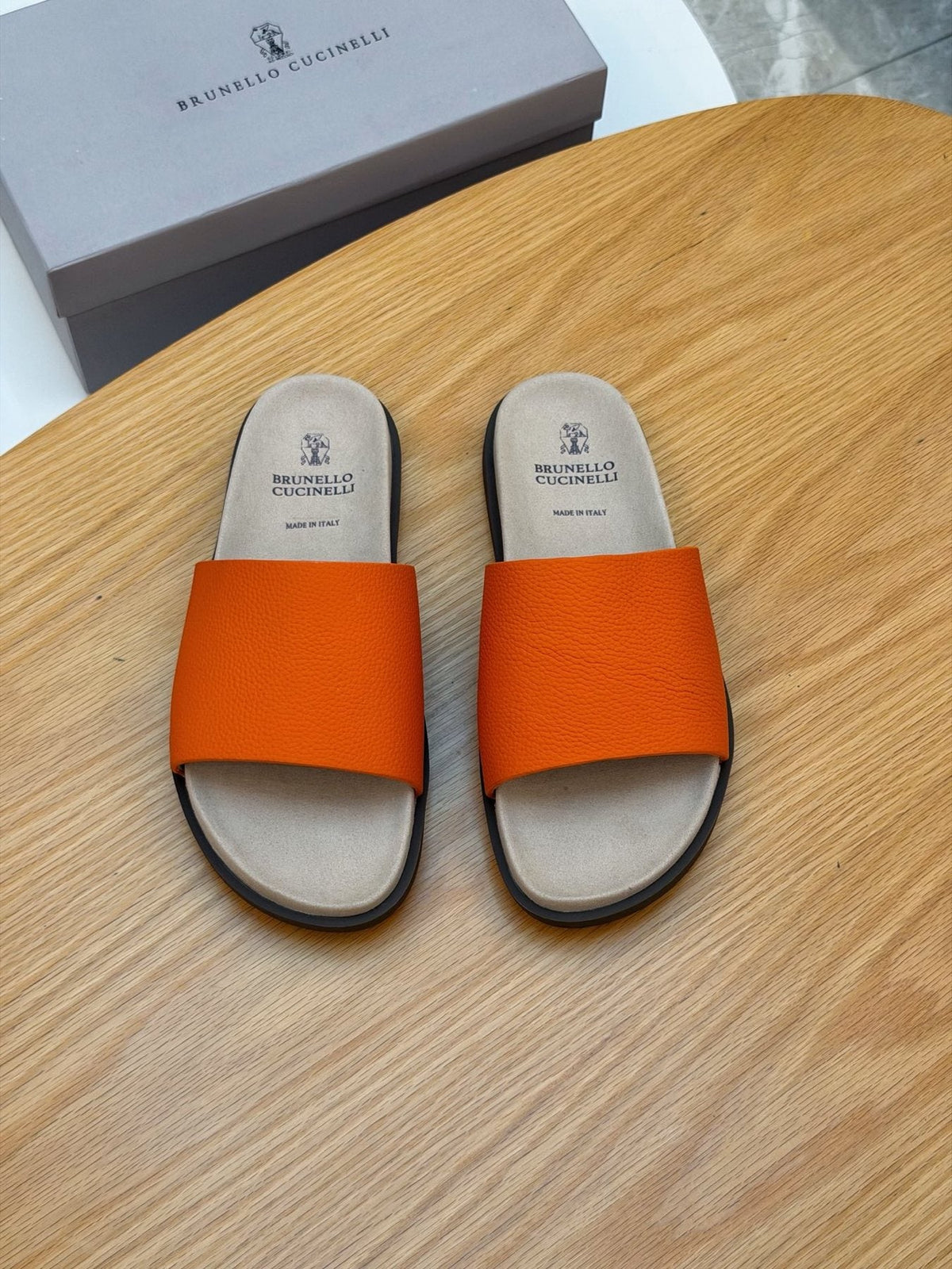 Brunello Cucinelli Textured Strap Slide Sandals